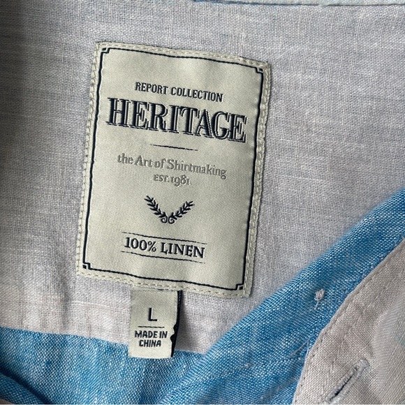 Report Collection Heritage 100% Linen Short Sleeve Button-Up Shirt - Picture 4 of 11